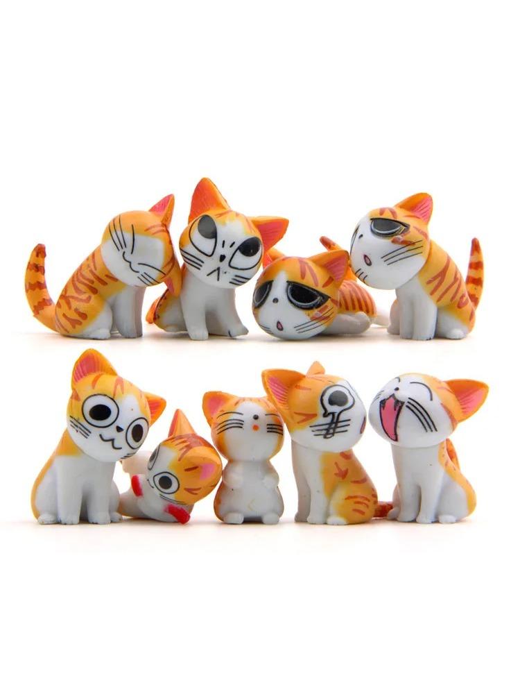 9pcs/set Cute Japanese Cat Figures Mini Kitten Home Garden Decor PVC Figurine Miniature Toys
