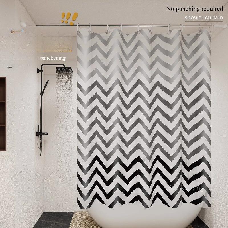 Transparent Waterproof Shower Curtain Bathroom Translucent Partition Curtain Easy Clean Wipe Mildew Proof Curtains with Hooks