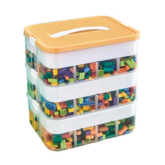 12L Toy Storage Box Large Capacity Multiple Compartments with Dustproof Lid Handle Design Blocks Toys Organizer Storage Case