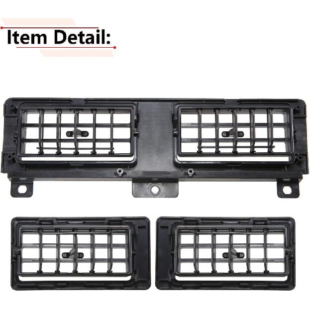 RLB-HILON Dashboard Heater Air Vent Grille Set Compatible With Nissan Navara D21 Hardbody Pickup 1986 To 1997 Year, Black Color