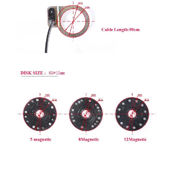 Motor E-bike 5 8 12 Magnetic PAS Sensor Point Electric Bicycle Pedal Assist Sensor Double Hall Sensor E-bike Conversion Parts