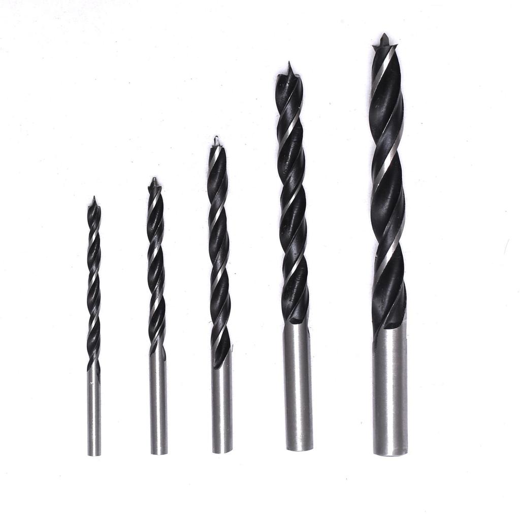 8-Piece High Carbon Steel Three-Point Woodworking Drill Bits Set (3-10mm) for Hand Drilling Wood Boards