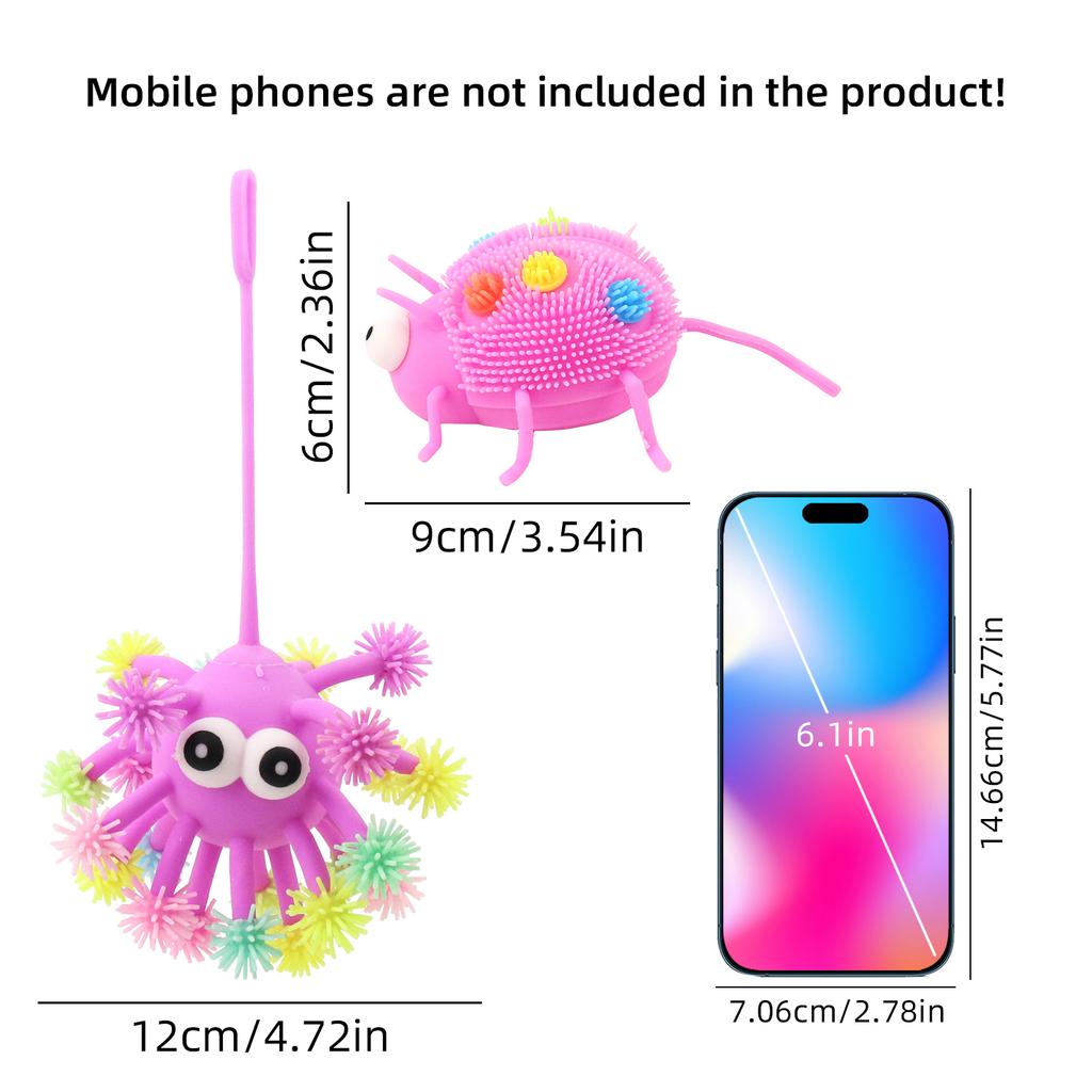 Children'S Stress Relieving, Kneading, Music Ball, Venting Toy, Sparkling Elastic Ball, New And Unique Furry Ball