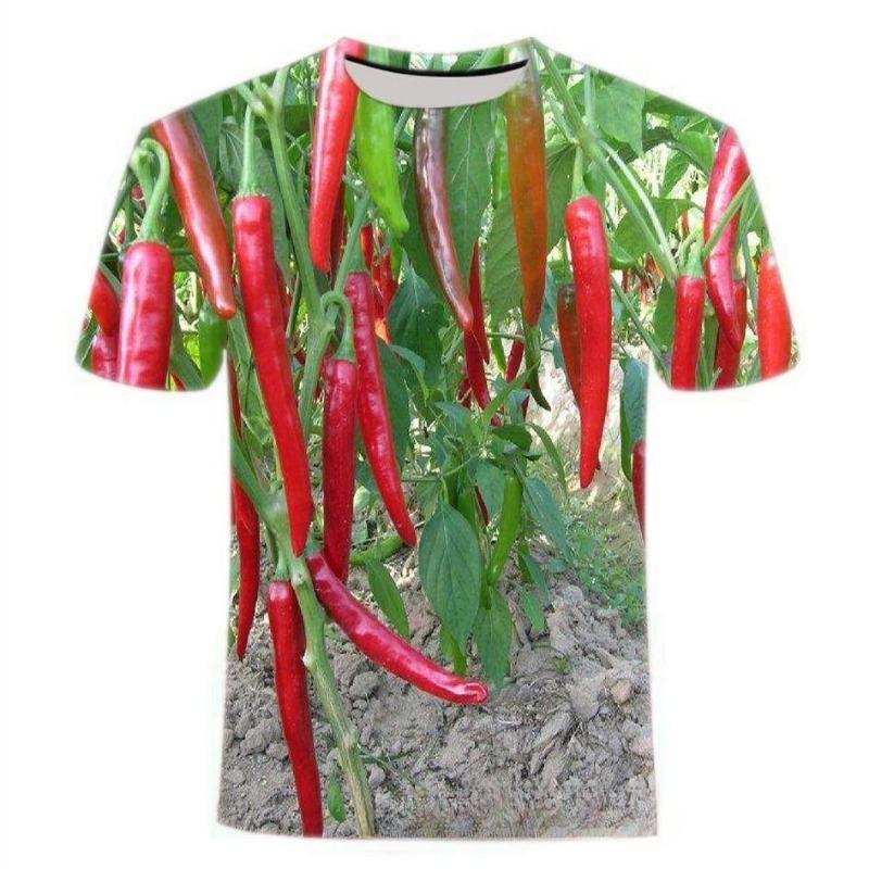 3D Digital Printed T-shirt with Vegetable Pattern Loose Round Neck Short Sleeved Men's T-shirt