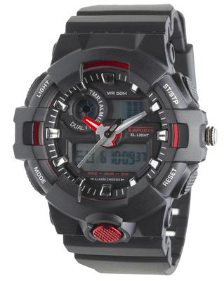 [Clefa] Digital Ana Men's Watch Waterproof Stopwatch Urethane Belt Black TS-AD252-RD
