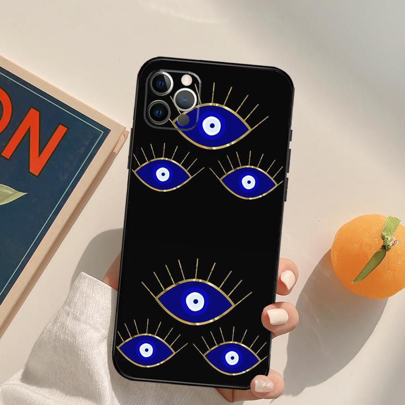 Evil Eye Funda Case For iPhone 16 Pro Max 14 11 12 13 15 Pro Max Mini XR 16e 15 16 Plus Phone Cover