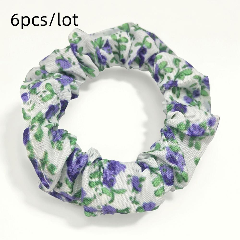 6pcs/lot Scrunchies for Hair Elastic Scrunchy Women Small Chiffon Floral Fabric Fashion Cute Daisy Garden Vocation