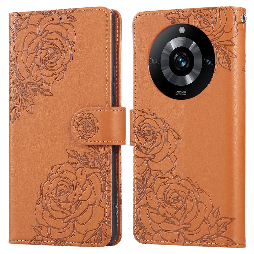 Для Realme 11 Pro+ 5G/11 Pro 5G Чохол Гаманець з PU шкіри з квіткою троянди Чохол для телефону з 3 слотами для карток