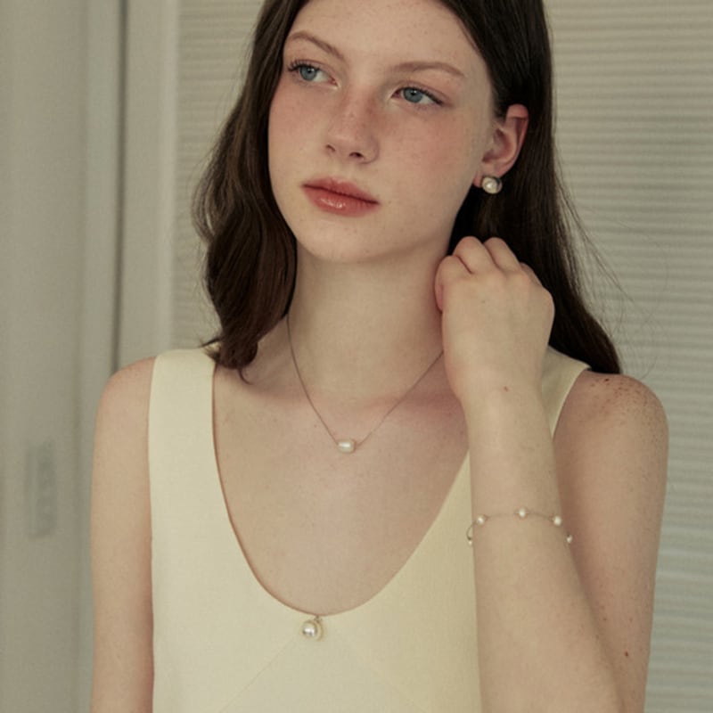 ADAUL Pearl Thin Necklace - Silver