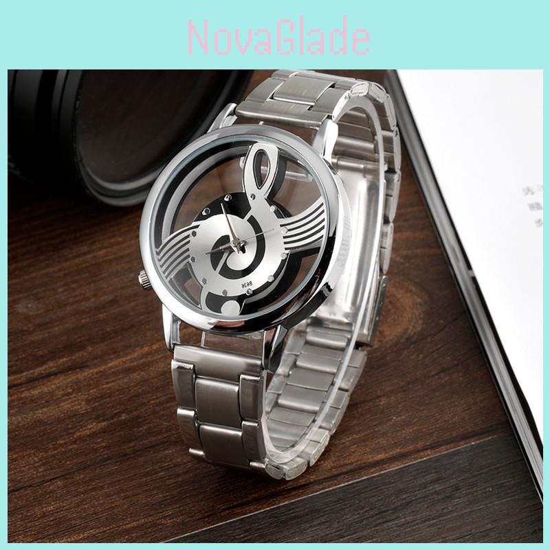 Elegante Orologio Analogico Argento Con Tema Musicale