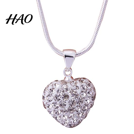 Choker Necklace Women Rhinestone Inlaid Love Heart Pendant Chain Alloy Jewelry for Party