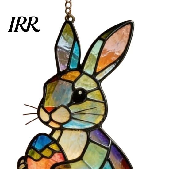Bag Charm Accessory Easter Bunny Acrylic Suncatcher Stained Glass Style Ornament Colorful Window Hanging Decoration Indoor Outdoor Decor for