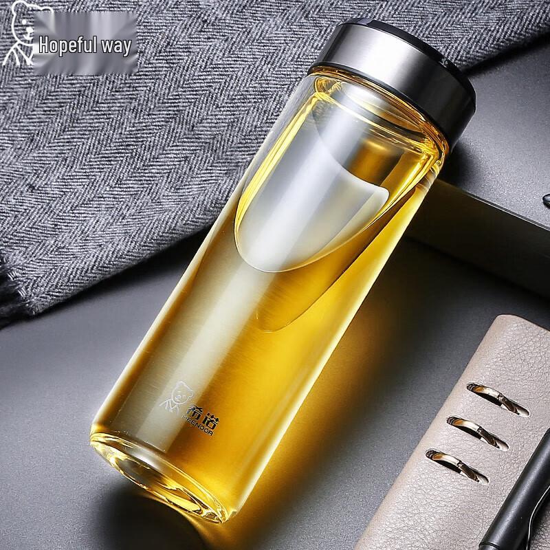 Xinuo Portable Borosilicate Glass Tea Cup with Lid, 420ml