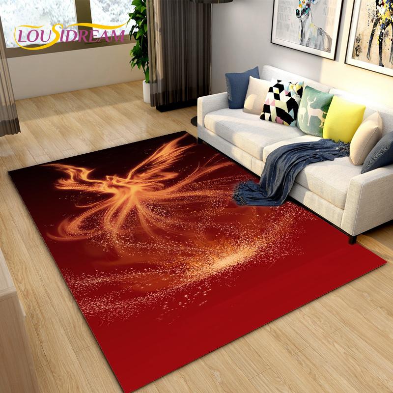 3D Phoenix Bird Area Rug Large,Carpet Rug for Living Room Bedroom Sofa Decoration,Kitchen Bathroom Non-slip Floor Mat  alfombra