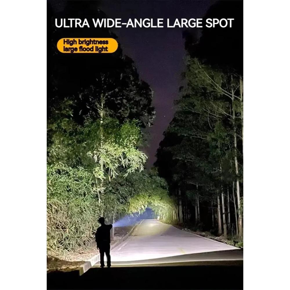 2 IN 1 Ultra Bright Portable LED Flashlight High-power Rechargeable Spotlight with COB Side Lights Supporting Telescopic Zoom