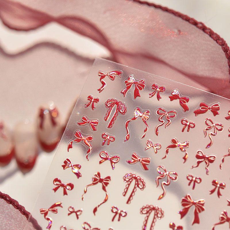 

Red Bows Nail Stickers New Arrival 5D Relief Three-Dimensional Internet Celebrity Festive Three-Dimensional Ins Nail Stickers Decorations Red Bows 4860((Relief))