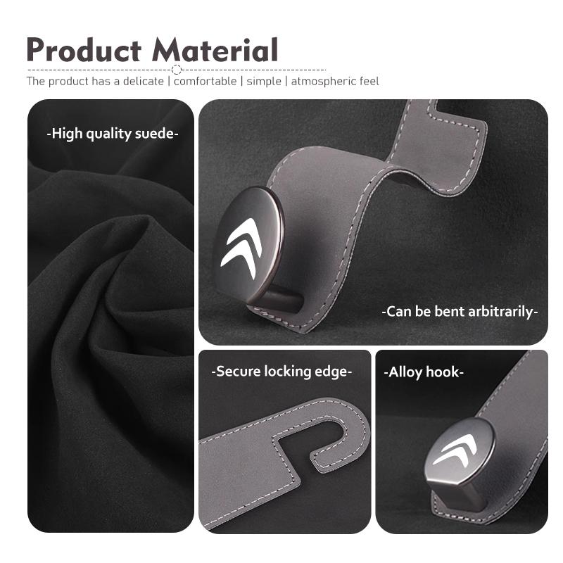 Hidden Car Back Seat Hook Headrest Suede Soft Hanging Hook For Citroen Jumper Celysee Cactus Picasso Aircross Saxo Grand
