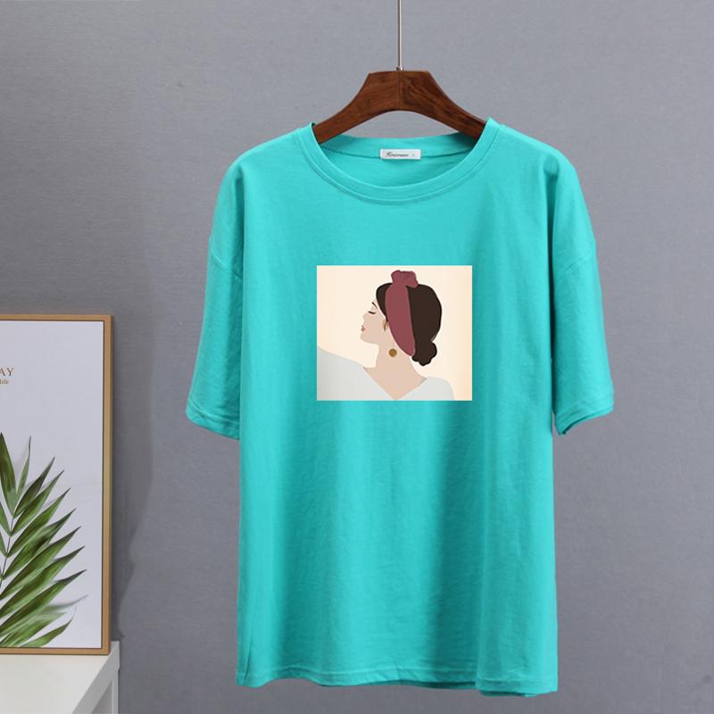 Hirsionsan Vintage Printed T Shirt Women Summer Chic Tees 100% Cotton Elegant Jumper Clothes Oversized Casual Pullover Top