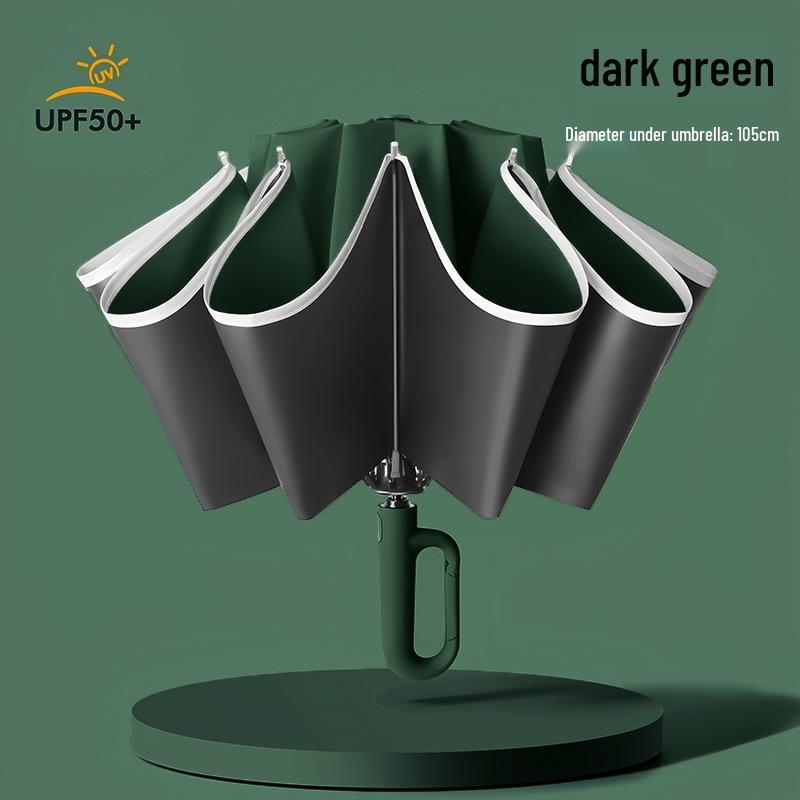 10-Rib Auto Folding Umbrella: Enlarged, Thickened, Portable, with Ring Buckle – for Sun and Rain, Custom Logo Available.