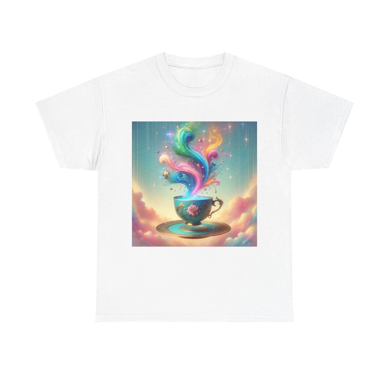 Unisex Adult T Shirt Floating Teacup Magical Colorful Brew S