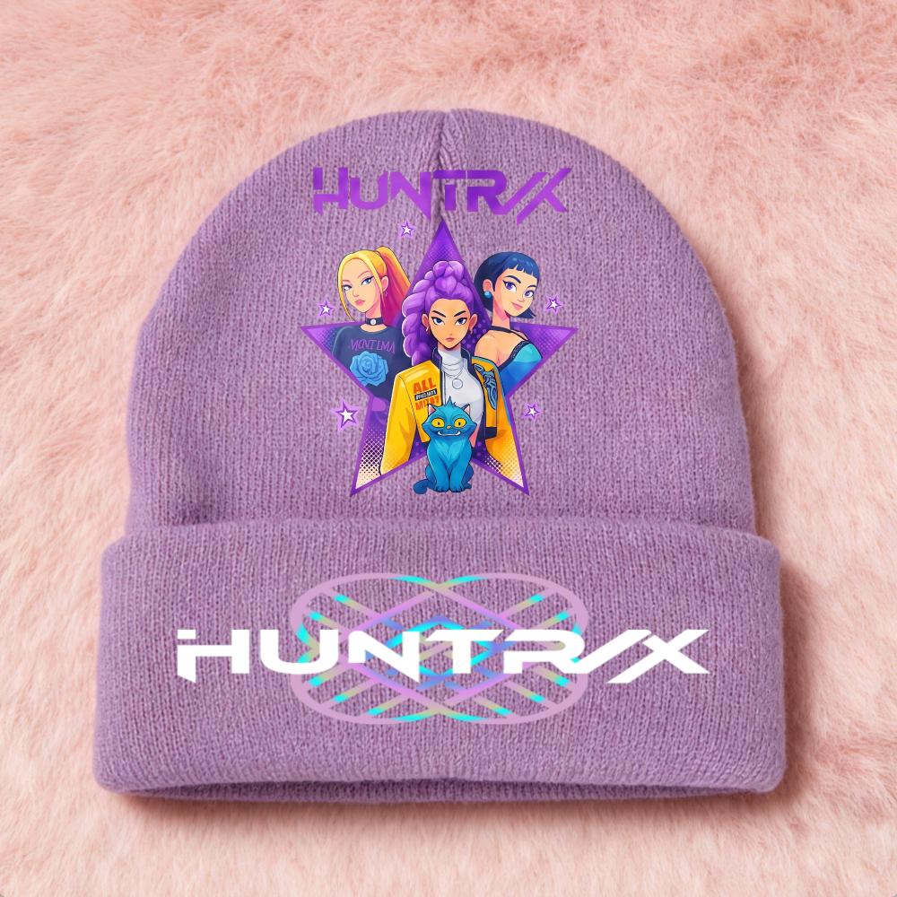 Latest KPop Demon Girls Knitted Hats Kpop Hunter Cartoon Children Headgear Cotton Cold Season Adorable Hat Anime Children Navidad Birth Date Gifts