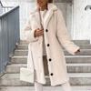 Damen Trenchcoat Plüsch Verdicken Übermantel Herbst Winter Einreihig Teddy Jacke Langer Stil