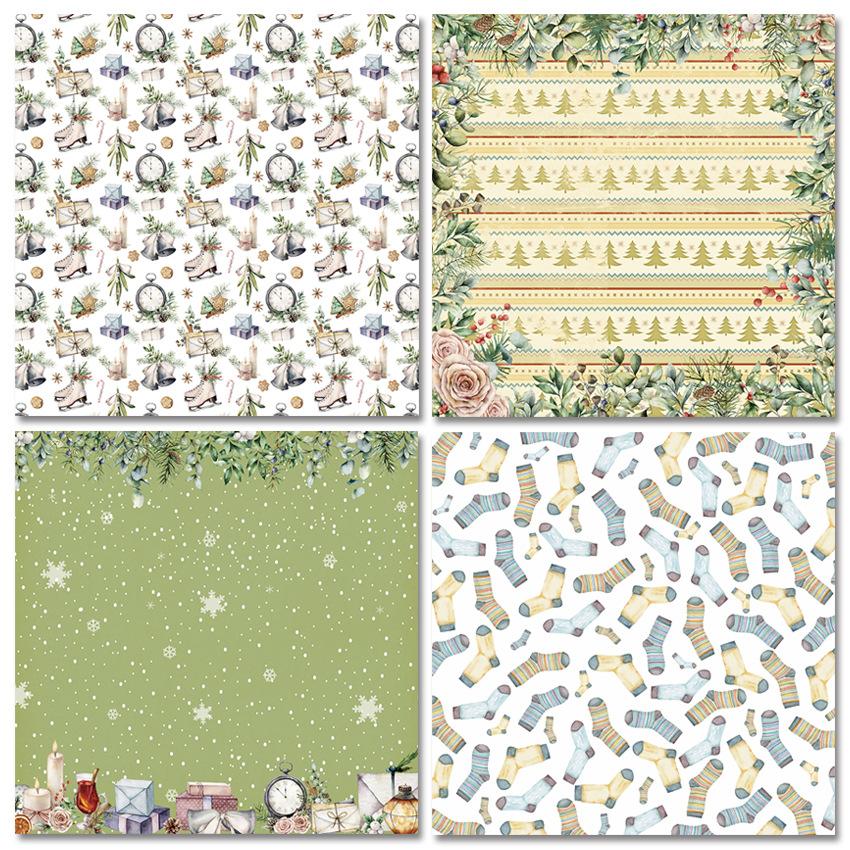 24 Sheets Christmas Theme Snow Sock Craft Paper Pads Cutting Dies Art Background Origami Scrapbooking Card Making