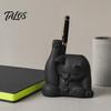Talos Cat Pen Holder, Cute Resin Desk Organizer, Funny Figurine, Decorative Storage Statue for Office Supplies, Creative Desktop Home Decor
