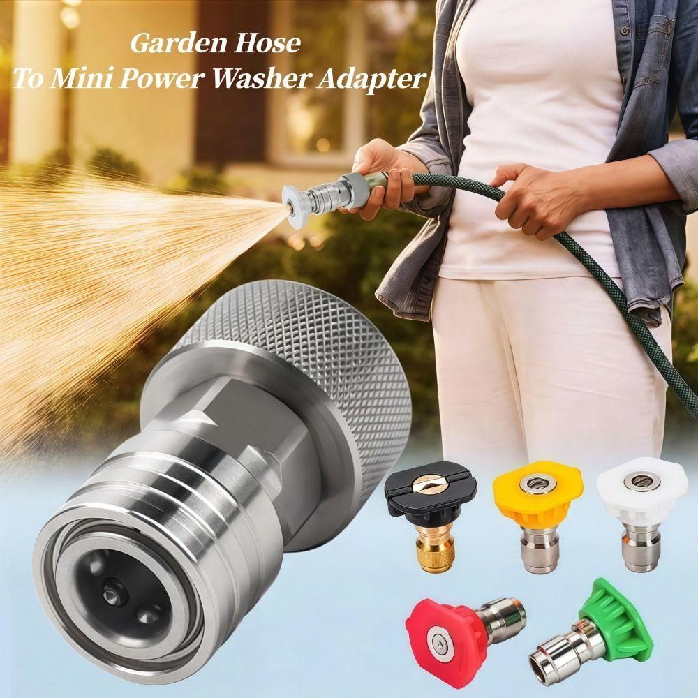 5 Nozzle Garden Hose To Power Washer Adapter Stainless Steel Hose Adapter Kit For Garden Etc