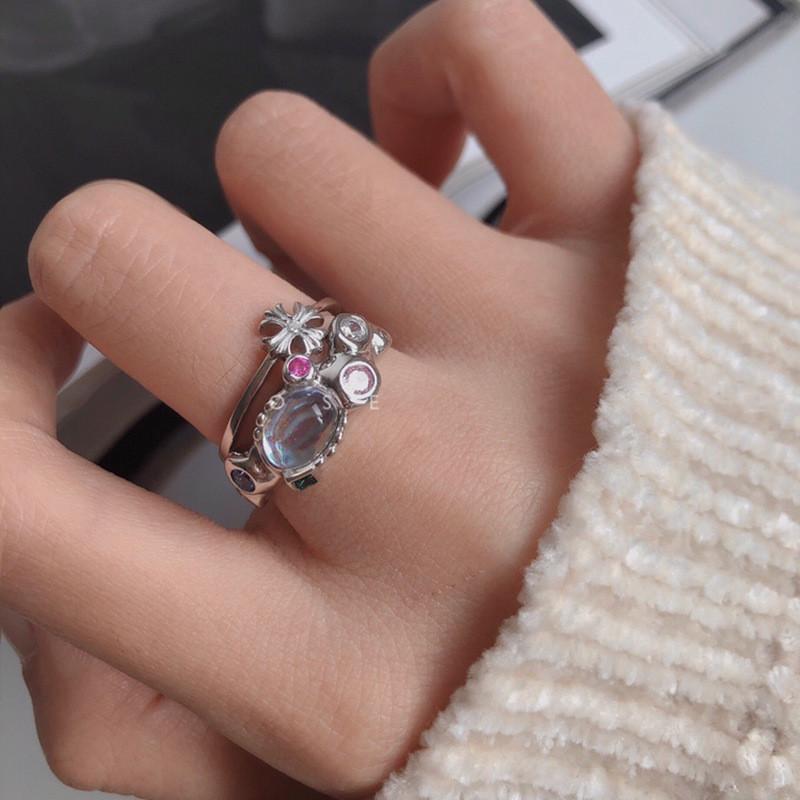 Fashionable Open Adjustable Ring For Women In Stunning Colorful Zircon Opal Style