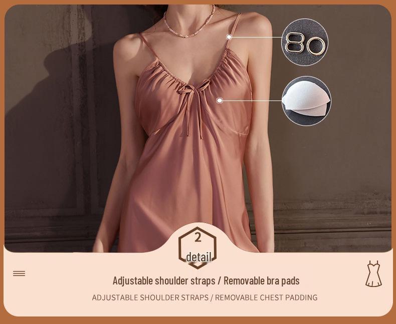 Collezione Seta di Ghiaccio: Abito Pigiama Camicia da Notte Sexy da Donna di Alta Gamma - Camicia da Notte in Seta Primavera/Estate