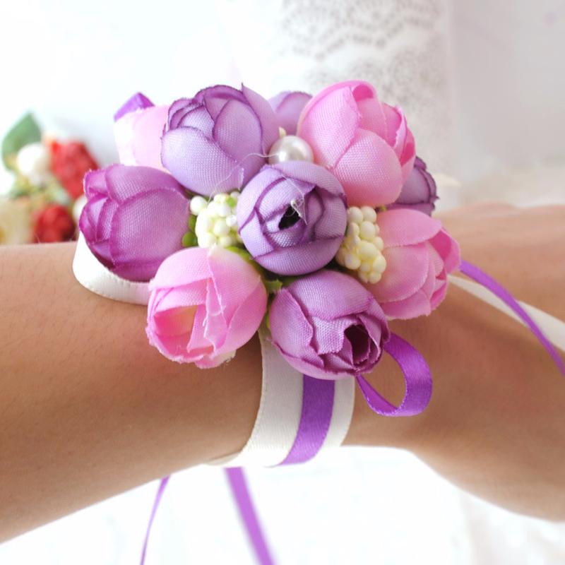 Artificial Wrist Flower Bridesmaid Sisters Hand Flowers Artificial Bride Flowers Wedding Decoration