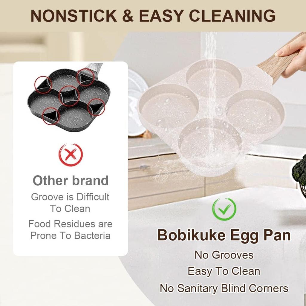 GIYOCA Egg Pan Omelette Pan, Divided Nonstick Grill Pan, Pancake Pan and Healthy Egg CookerSuitable, White Granite