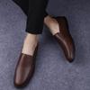 Herresko Casual Ekte Lær Slip-on Komfortable Herre Svarte Flats Herre Kjøresko Stor Størrelse