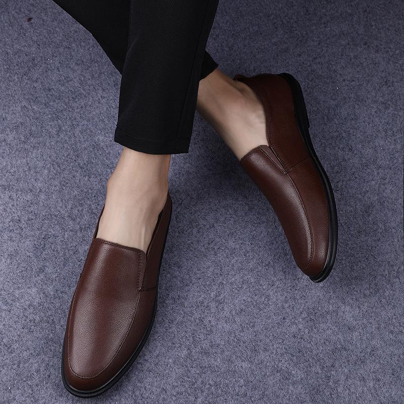 Herresko Casual Ekte Lær Slip-on Komfortable Herre Svarte Flats Herre Kjøresko Stor Størrelse