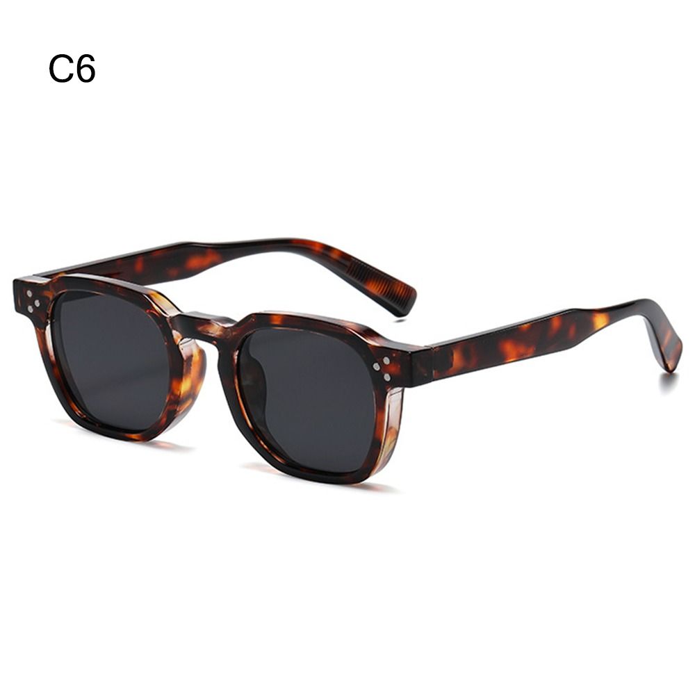 Striped Temples Round Rivet Sunglasses UV Protection Retro Driving Shades Vintage Polygonal Frame Sun Glasses for Women & Men