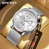 Sanda Retro Men's Waterproof Quartz Wristwatch with Small Seconds and Calendar - Fashionable Steel Band.