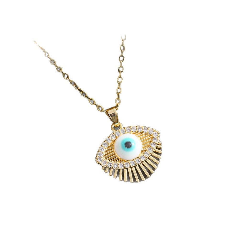 Electroplated Copper Necklace with Zirconia Demon Eye Pendant - Versatile Women's Fashion Jewelry.