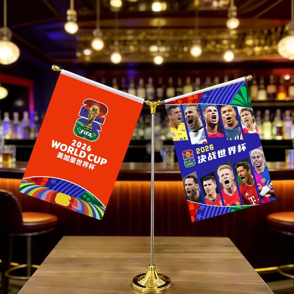 Bandera Decorativa de Escritorio Bandera para Agitar a Mano Bandera en Forma de Y Mástil de Metal Mundial de la FIFA 2026 EE. UU. Canadá México Tema Disponible en Múltiples Tamaños