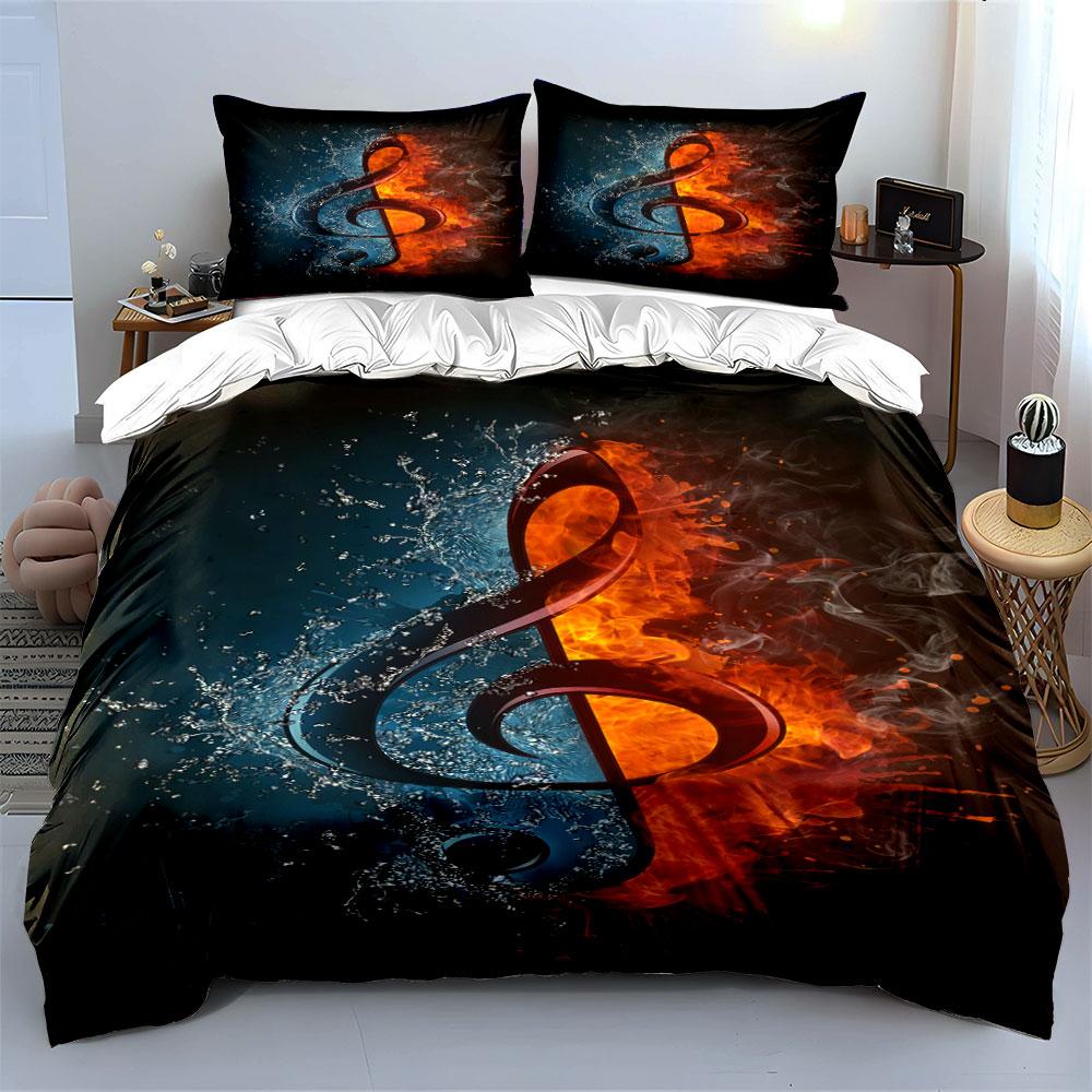 Fiery treble clef design. Bedding sets Duvet cover sets Duvet covers Pillowcases(1 * Duvet Cover 2 * Pillowcases without duvet insert)