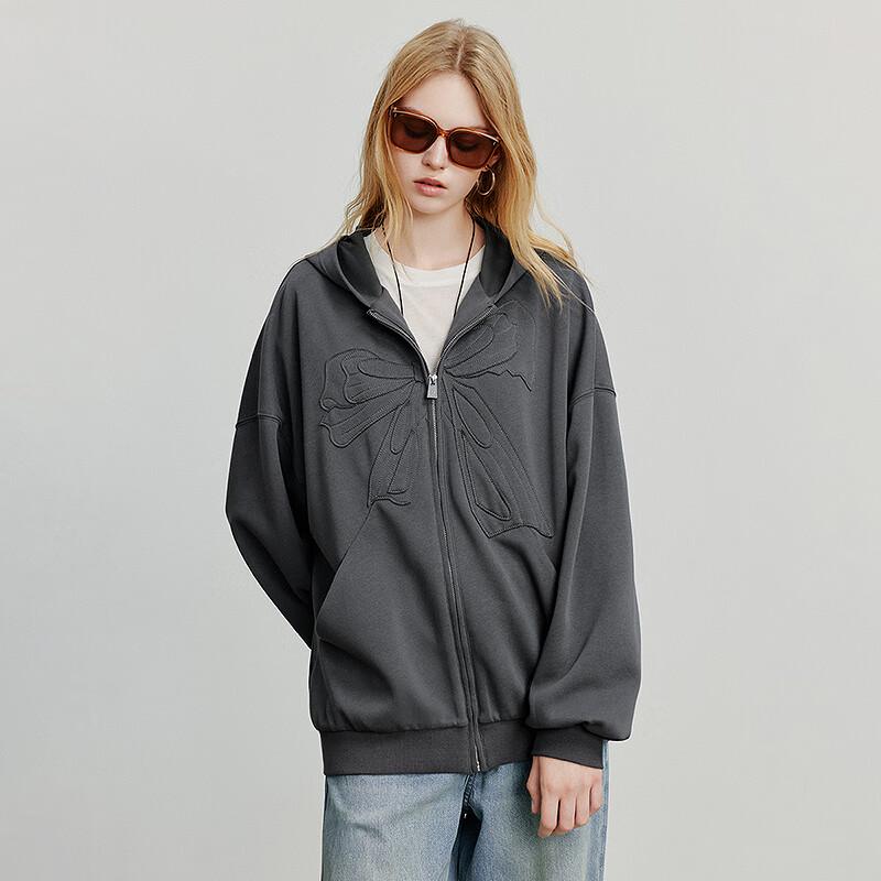 Women's Autumn Retro Bowknot Hooded Zipper Sweatshirt
