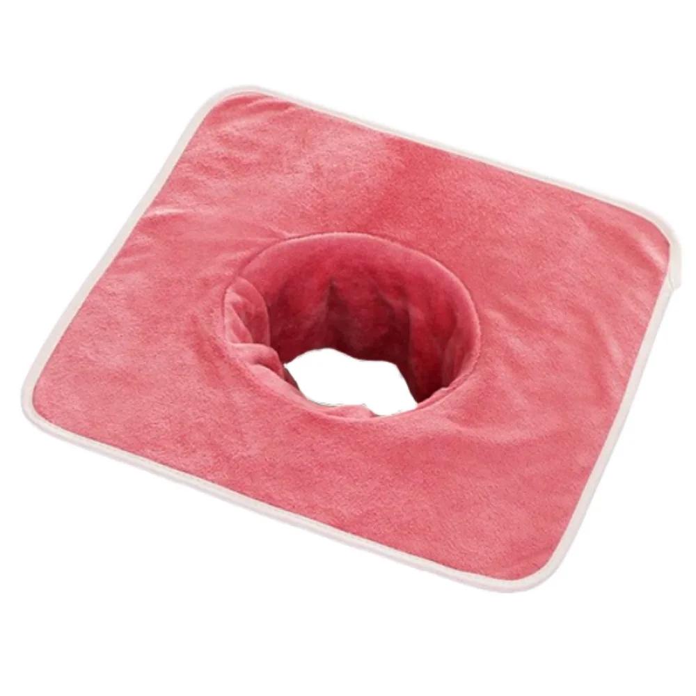 Serviette Visage Massage Épaisse Respirante Douce Serviette Salon de Beauté avec Trou Couleur Unie Coussinets Repose-Tête pour Salons de Beauté