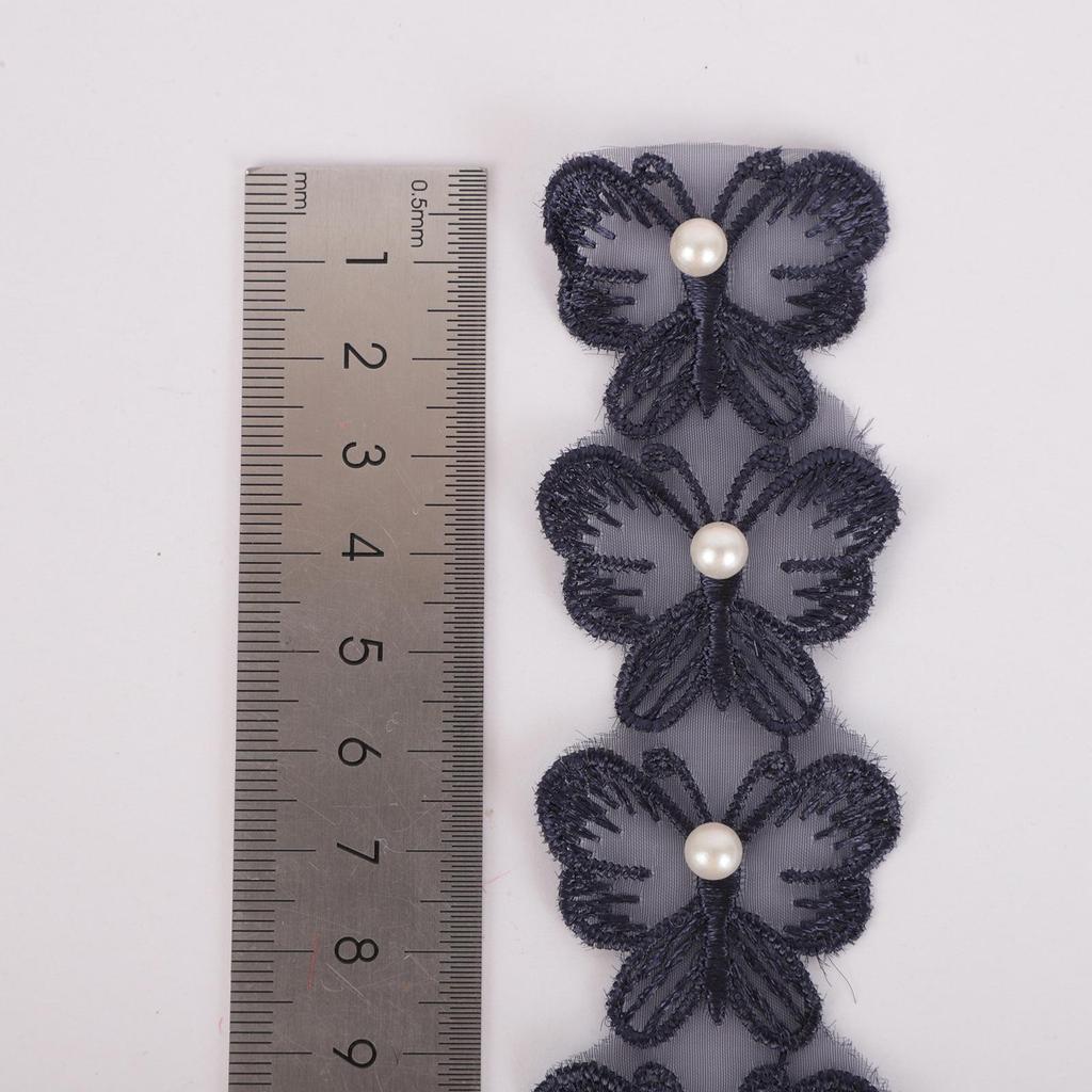 3,2x3,8cm Perlenbesetzter Organza-Spitzen-Schmetterlings-Besatz für DIY-Hochzeitskleider & Vorhänge