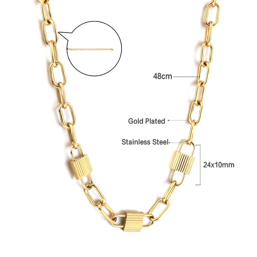 Love pendant collarbone chain personalized trend OT buckle necklace stainless steel plated 18K gold jewelry women