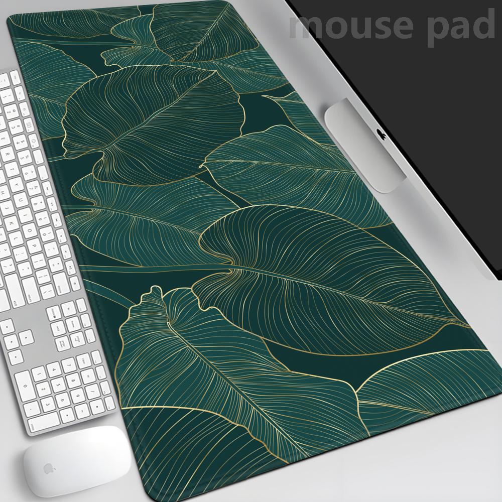 Green Tropical Plants Desk Mat Mousepad Computer Deskmat x Mouse Pad Kawaii Office Accessories Pc Table Rug Xxl Mouse Mats