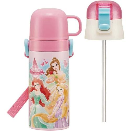 Skater 2WAY Straw with Cup Stainless Steel Kids Water Bottle 350ml Disney Princess 22 Girls SKCP3-A