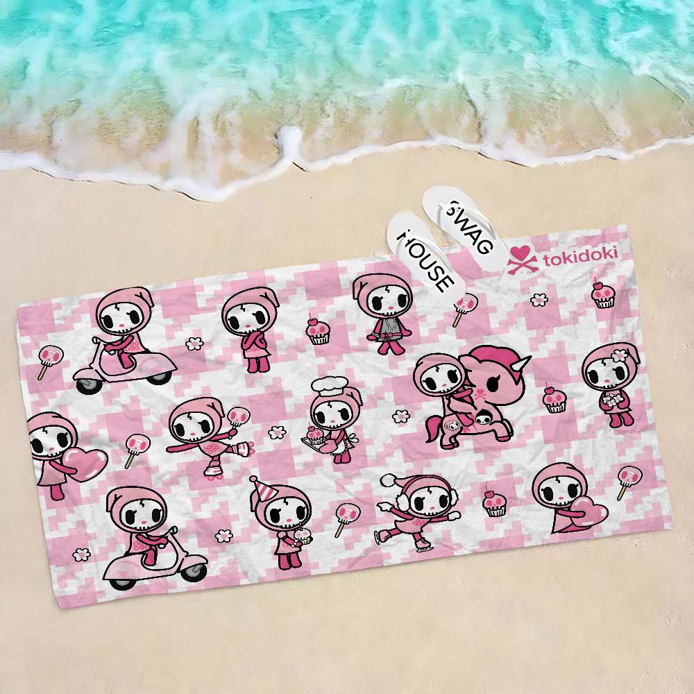 Japan Tokidoki Beach Towel Colorful Bath Towels for Girl Microfiber Quick Dry Custom Sand Free Beach Yoga Spa Gym Pool