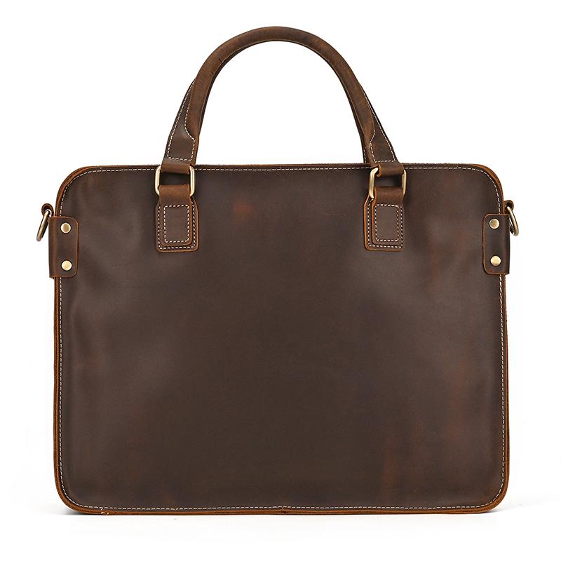 

Top grade genuine leather briefcase 15 16 inch laptop business bag vintage fashion original handmade men totes handbags male коричневий