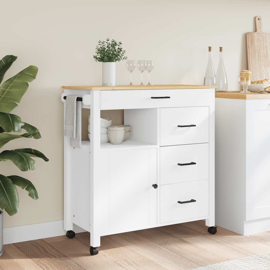 Vidaxl Weiß Kitchen Trolley Monza 84X40x88.5 Cm White Solid Wood Pine - Bild 3