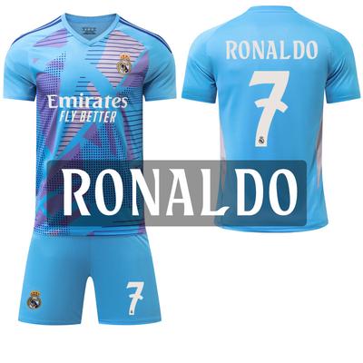 2024-25 Real Madrid Sky Blue Goalkeeper Jersey #1 Courtois #9 Mbappé Football Jerseys